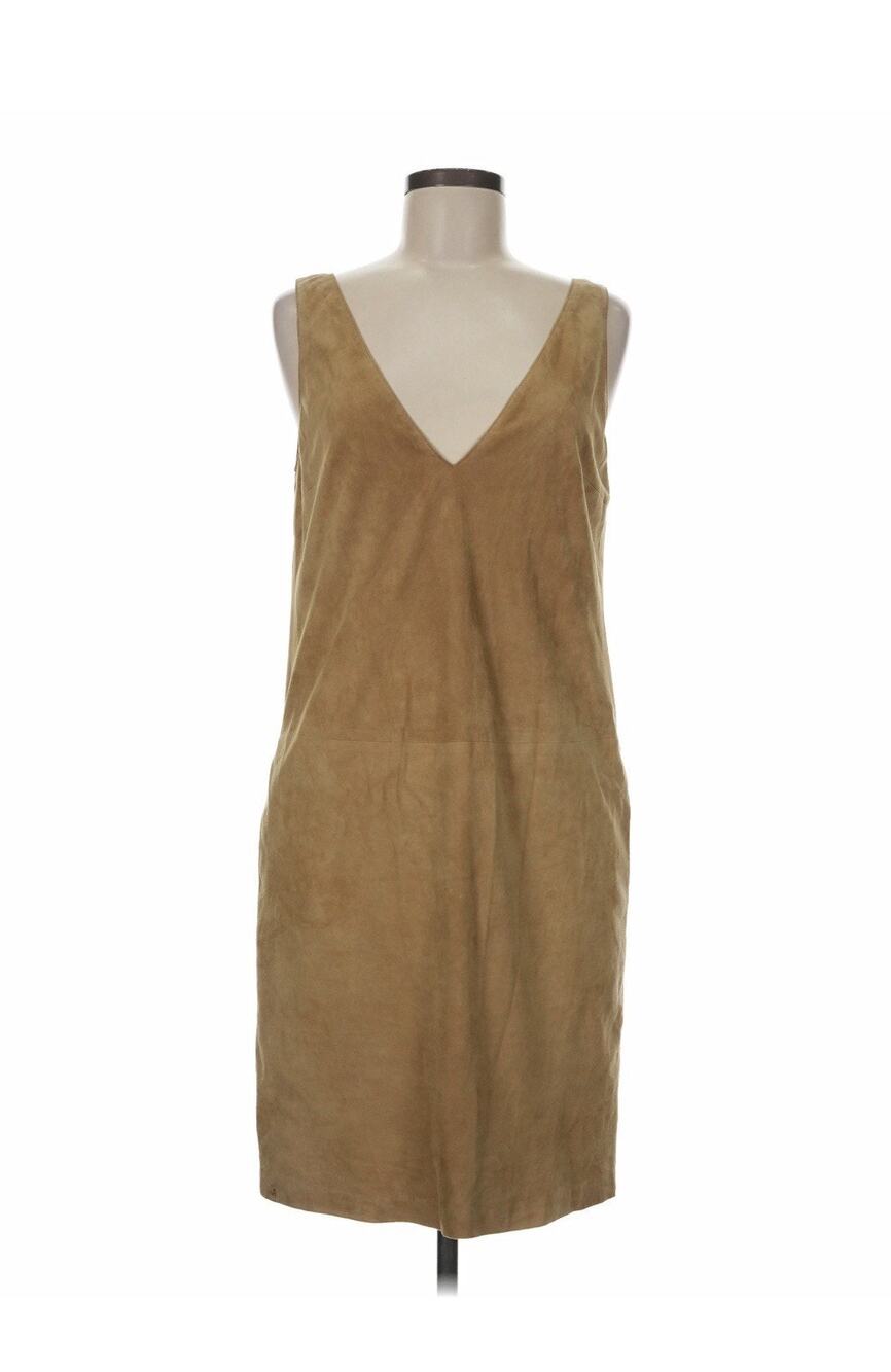 Ralph Lauren Blue Label Dress Skirt Suede Leather Brown RARE 8